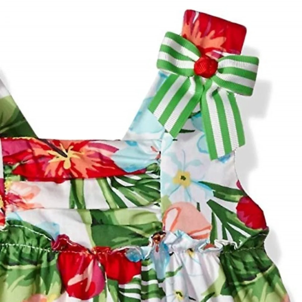 Bonnie Baby Tropical Floral Poplin Sundress Dress Set Size 3-6 NB‎ NWT